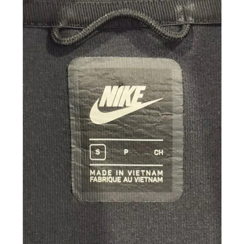 Nike Tech Fleece Jacket Sz Small Black Sweatshirt Full Zip Pockets 3/4 Sleeve